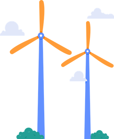 Electricidad de energía verde de turbina  Ilustración