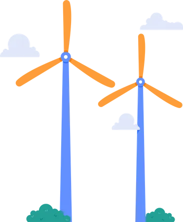 Electricidad de energía verde de turbina  Ilustración