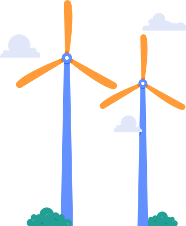 Turbina eletricidade de energia verde  Ilustração