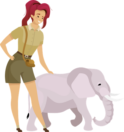Turista com elefante  Ilustração