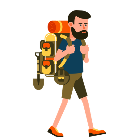 Turista com mochila  Ilustração