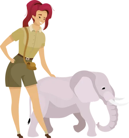 Turista con elefante  Ilustración