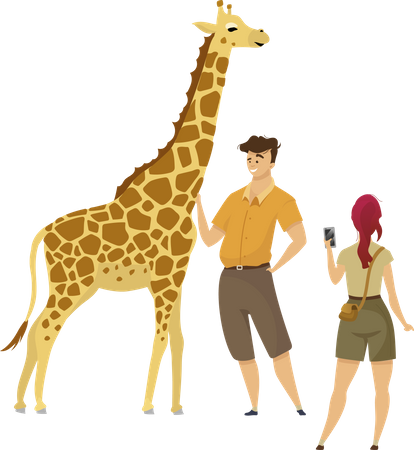 Turista con jirafa  Ilustración