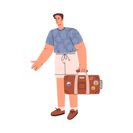 Turista masculino indo em viagem  Ilustração