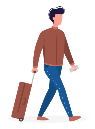 Turista masculino con equipaje  Ilustración