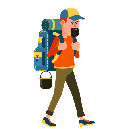 Turista masculino con mochila  Ilustración