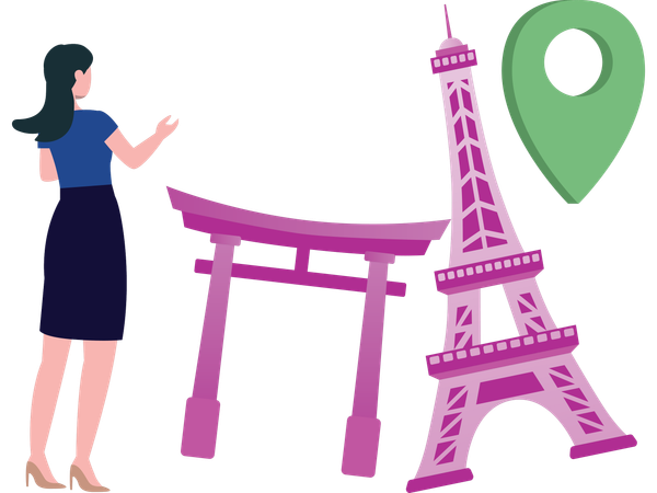Turista publicando fotos de sus vacaciones  Illustration