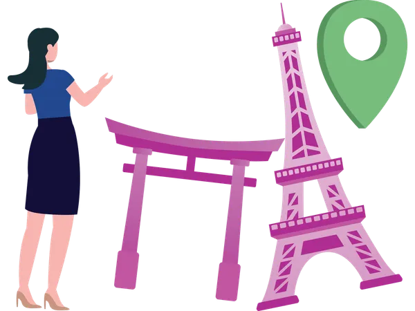 Turista publicando fotos de sus vacaciones  Illustration