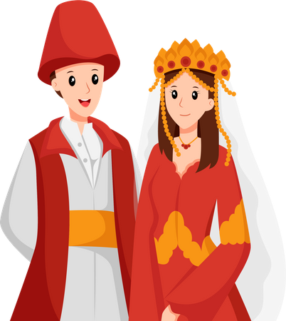 Turkey Traditional Wedding Couple  Illustration