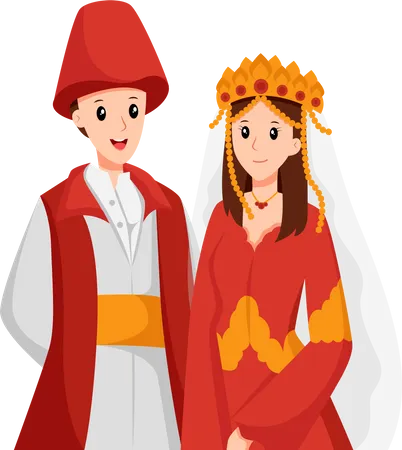 Turkey Traditional Wedding Couple  Illustration