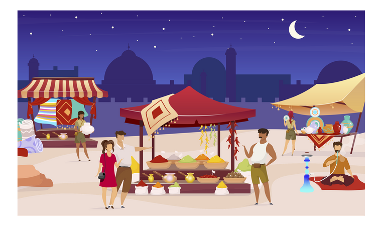Türkischer Nachtmarkt  Illustration
