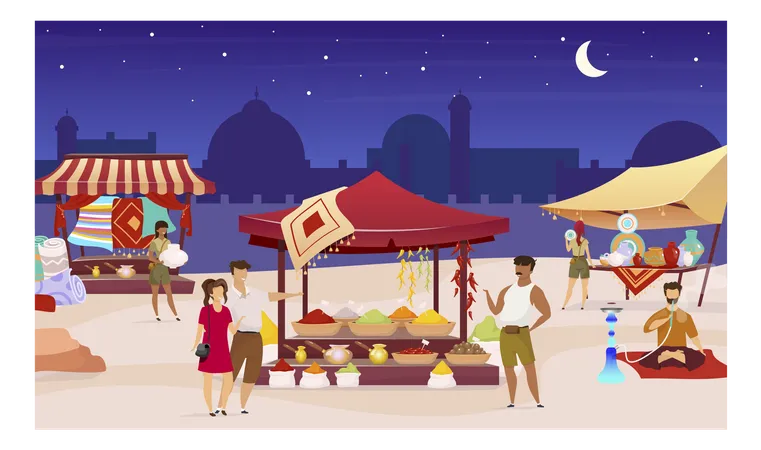 Turkish night market  Illustration