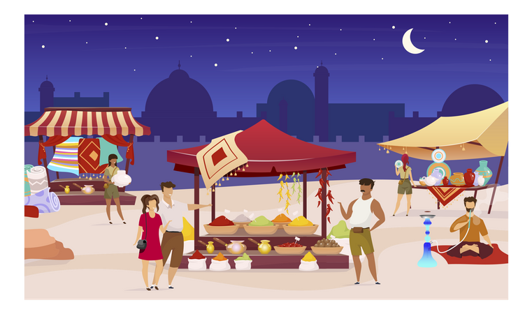 Turkish night market  Illustration