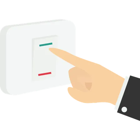 Turn off light switch for save energy in sustainable office  Illustration