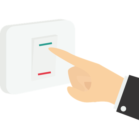 Turn off light switch for save energy in sustainable office  イラスト