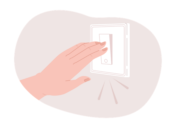 Turning off light to reduce electricity consumption  Illustration