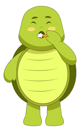 ポップコーンを食べるカメ  イラスト