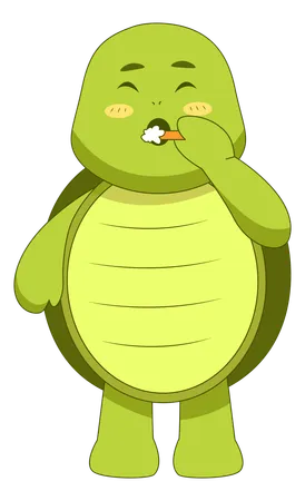ポップコーンを食べるカメ  イラスト