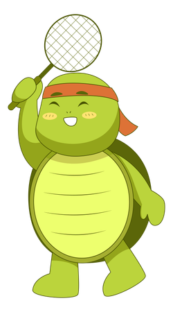 Turtle Holding Badminton Racket  Illustration