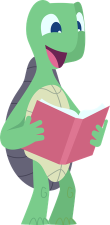Turtle reading book  Illustration