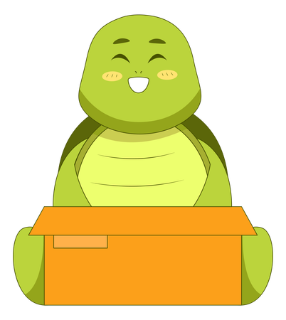 Turtle Sitting In Box  Illustration
