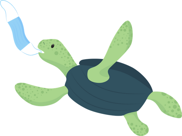Turtle snatches disposable face mask Illustration