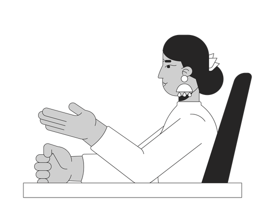 Turtleneck hindu business woman gesturing at desk  Illustration