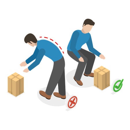 Tutorial about safe way to lift heavy goods  イラスト
