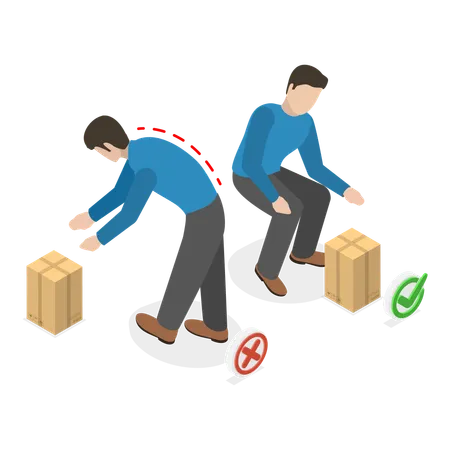 Tutorial about safe way to lift heavy goods  Illustration
