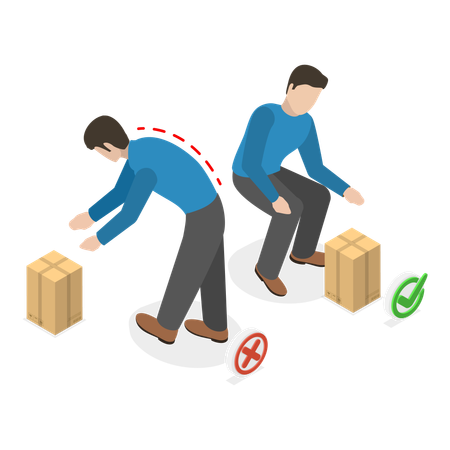 Tutorial about safe way to lift heavy goods  Illustration