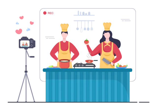 Tutorial de cocina de alimentos  Ilustración