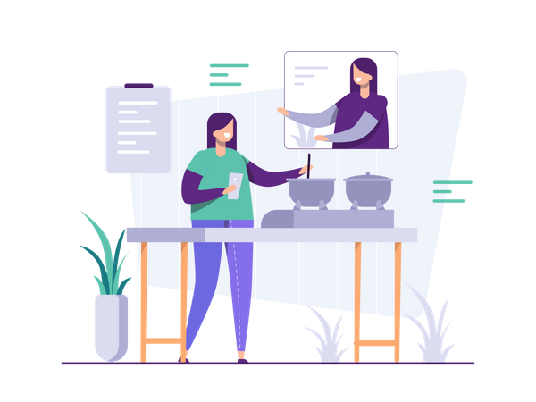 Tutorial de cocina en línea  Ilustración