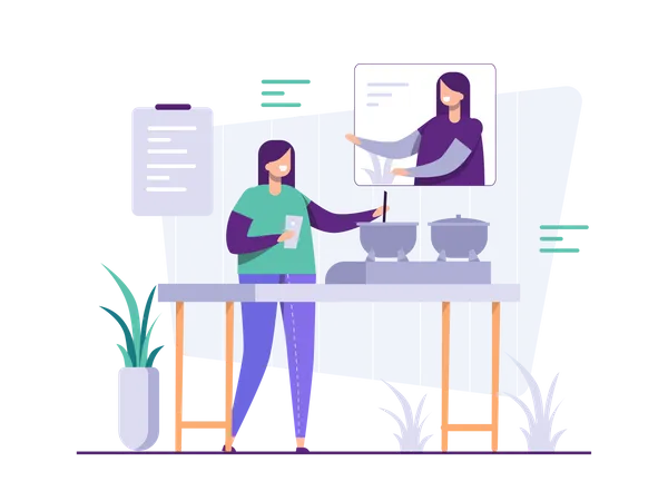 Tutorial de cocina en línea  Ilustración