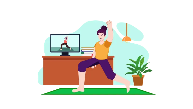 Tutorial de yoga en línea  Ilustración