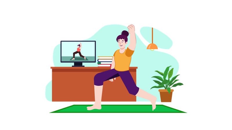 Tutorial de ioga on-line  Ilustração
