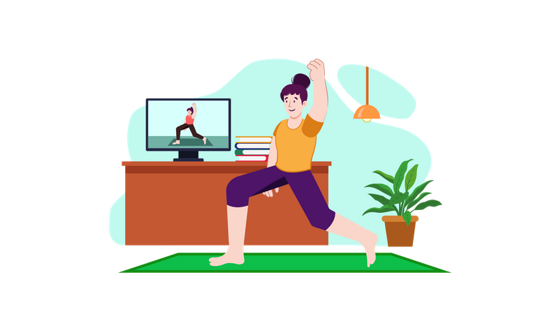 Tutoriel de yoga en ligne  Illustration