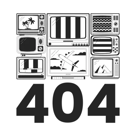 Tv Without Signals Black White Error 404 Flash Message Broken Old Tv With Noise Monochrome Empty State Ui Design Page Not Found Popup Cartoon Image Vector Flat Outline Illustration Concept Illustration