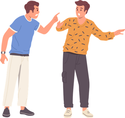 Two aggressive men arguing and fighting feeling stress and upset having furious behavior  Illustration