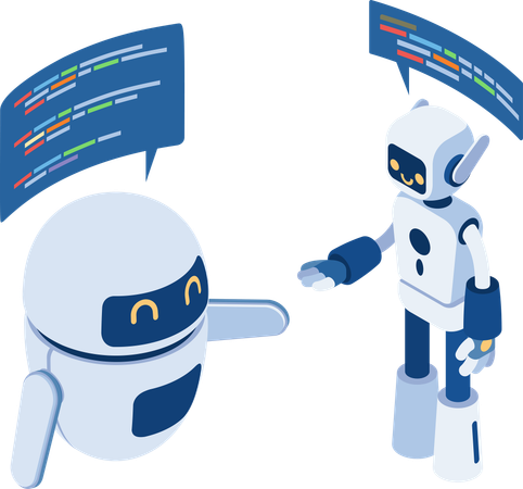 Two Ai Robot Talking  Illustration