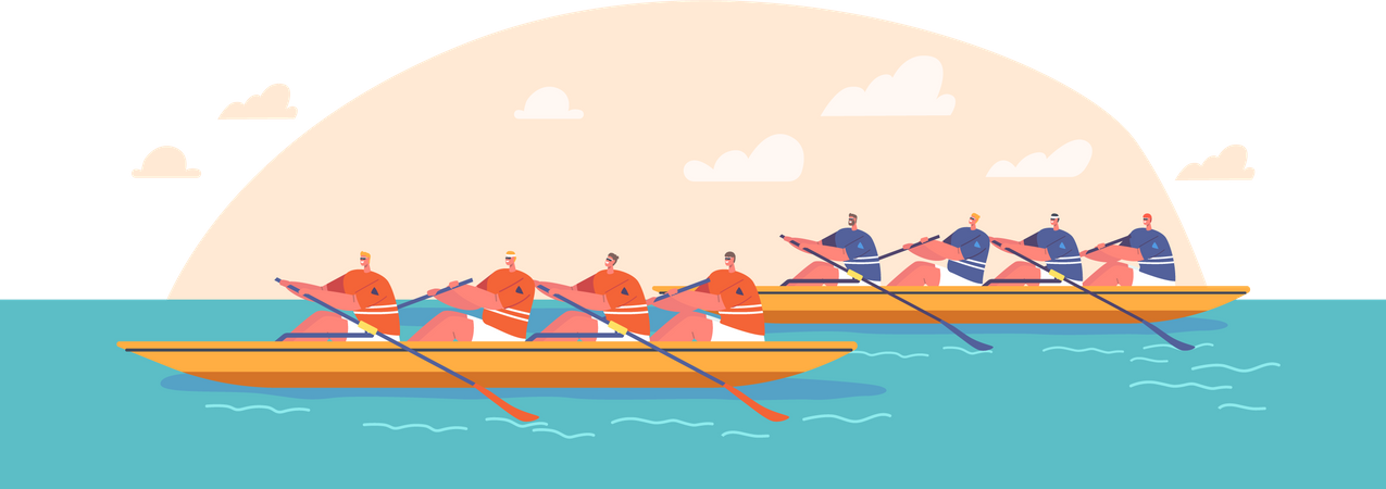 Two boats racing in boat competition Illustration