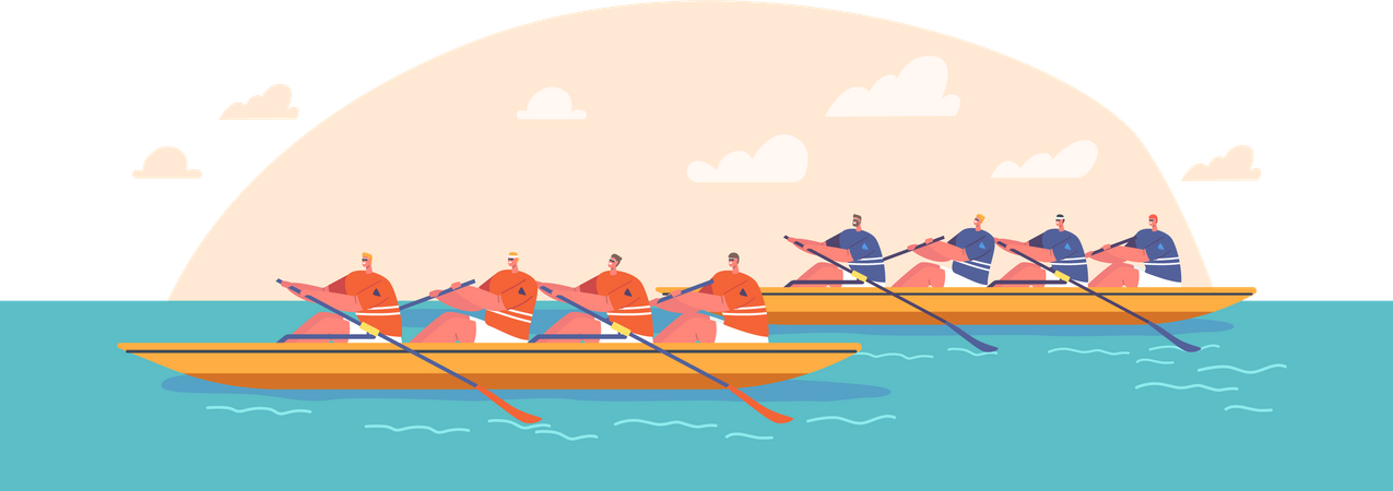 Two boats racing in boat competition  Illustration