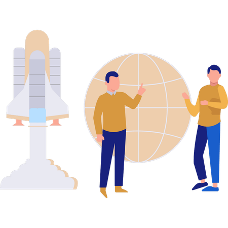 Two boys discussing about startup business  Illustration