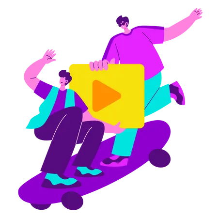 Two Boys Making collaboration content Illustration