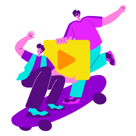 Two Boys Making collaboration content  Illustration