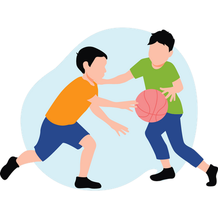 Two boys playing basketball  일러스트레이션
