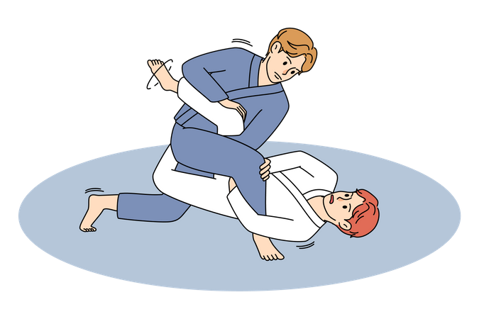 Two boys playing judo  Illustration