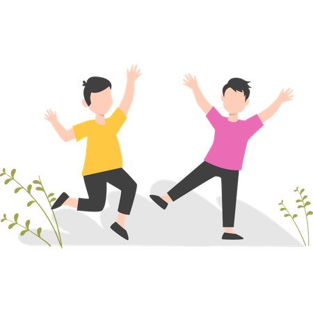 Two boys playing outside  Illustration