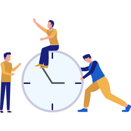 Two Boys working on time management  Illustration