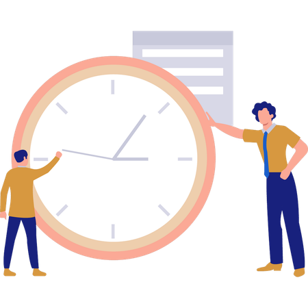 Two bsuinessman talking about time management  Illustration