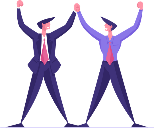 Two business employees cheering together Illustration